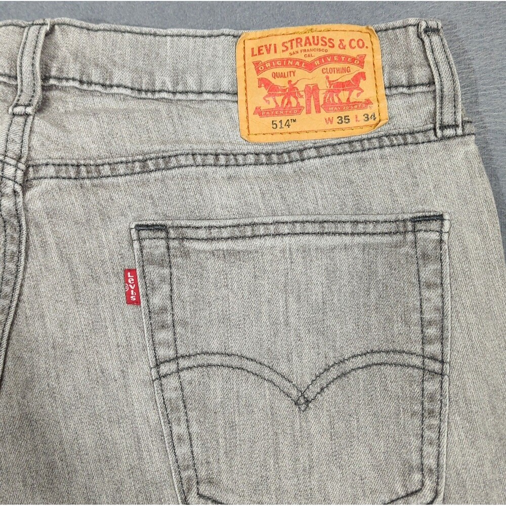 Levi's Jeans Men's 35x34 Fits 35x31 Gray 514 Straight Fit Denim